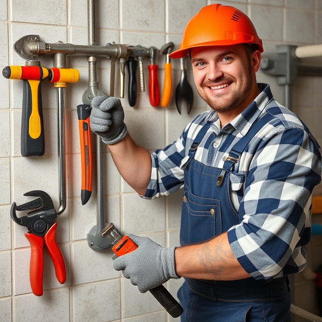 Plumber with tools